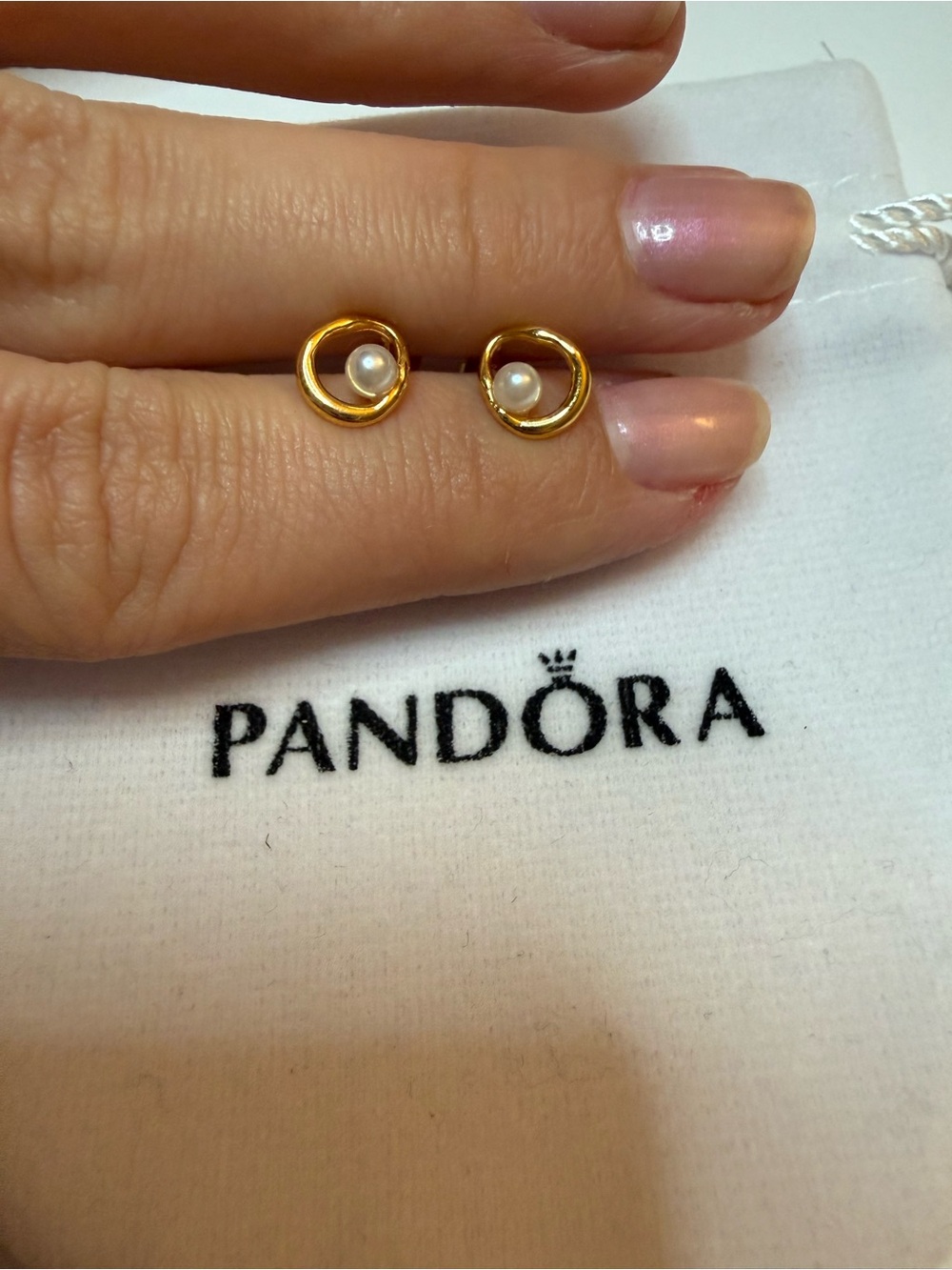 Pandora Organically Shaped Oval & Treated Freshwater Cultured Stud Earrings